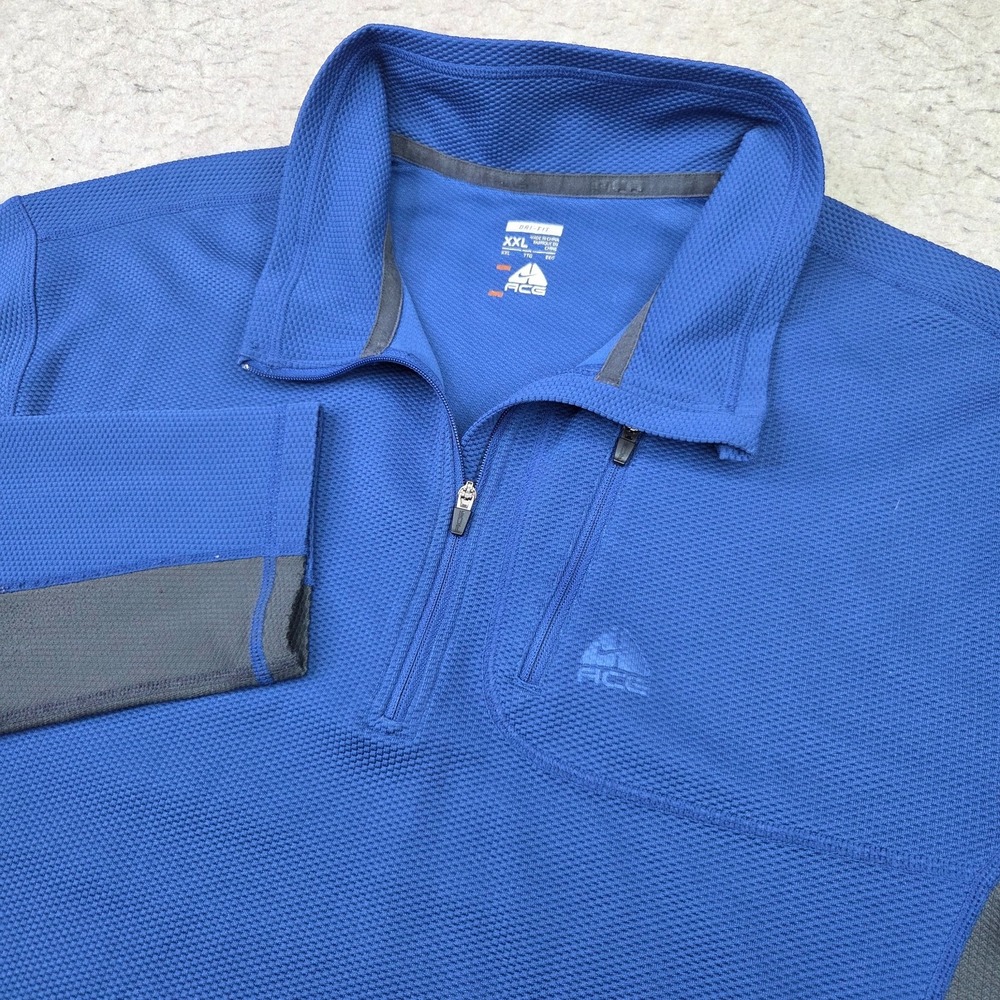 Nike ACG 1/4 Zip Pullover Mens 2XL Blue Performance Dri-Fit Active Sweater